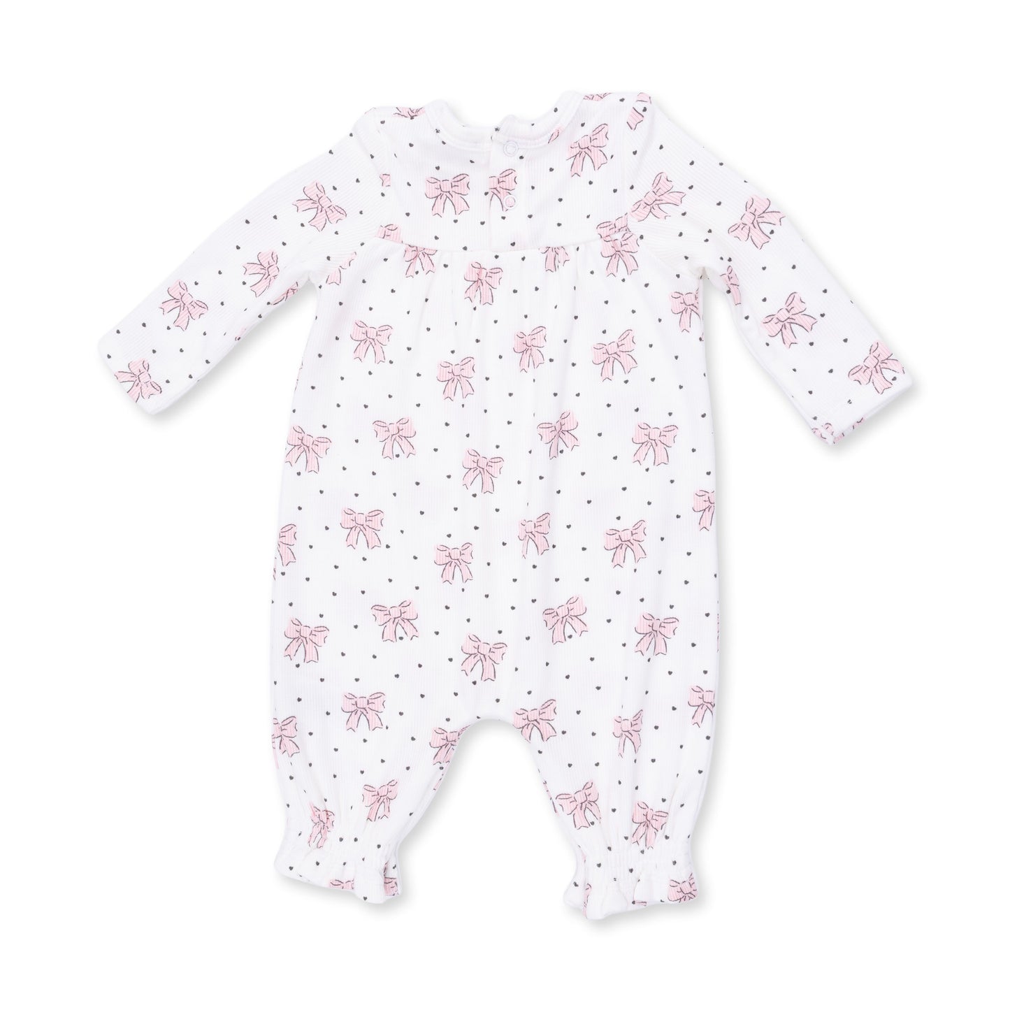 Angel Dear Bows and Hearts Cuffed Sleeve Romper