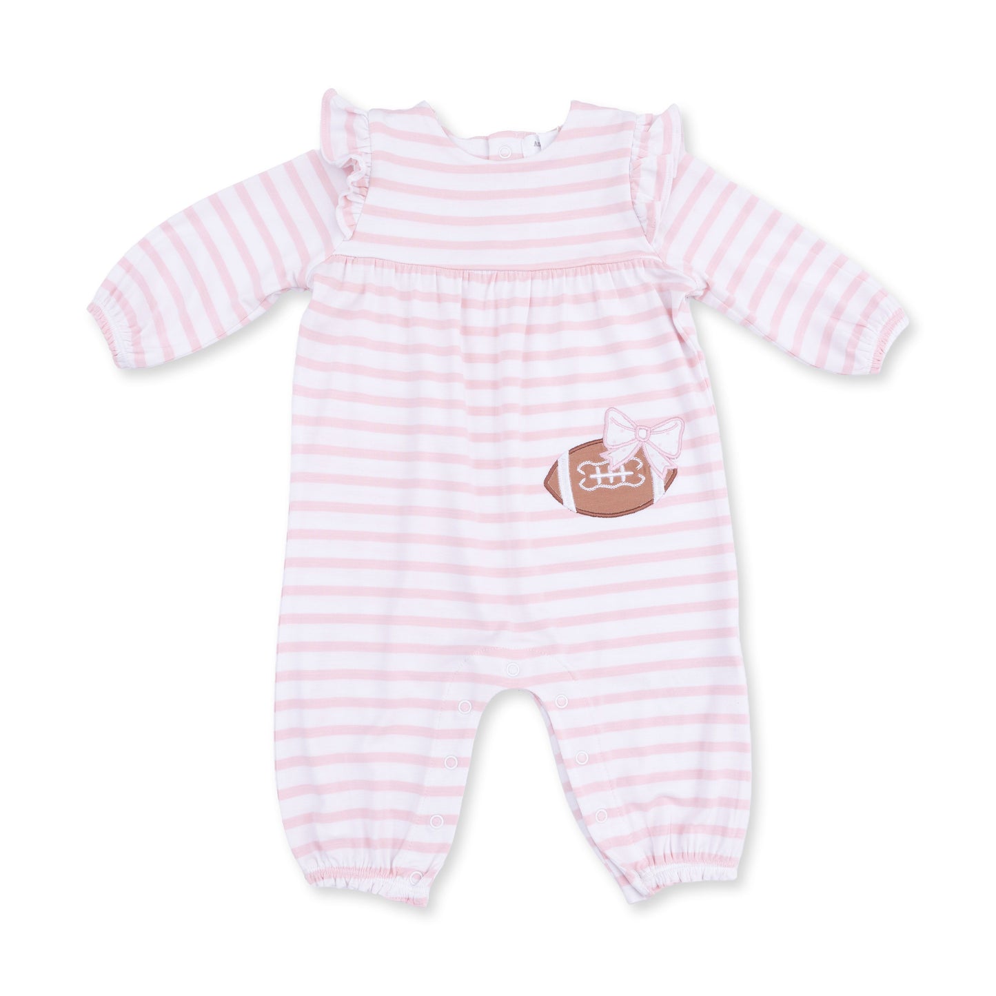 Angel Dear Football Dot & Stripe Ruffle Sleeve Snap Romper