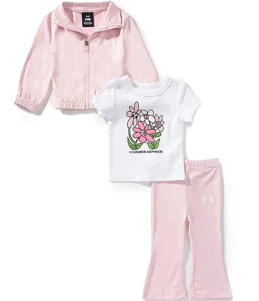 Under Armour Prime Pink Jacket & Pant Set and White Sports Garden 3 PC Set