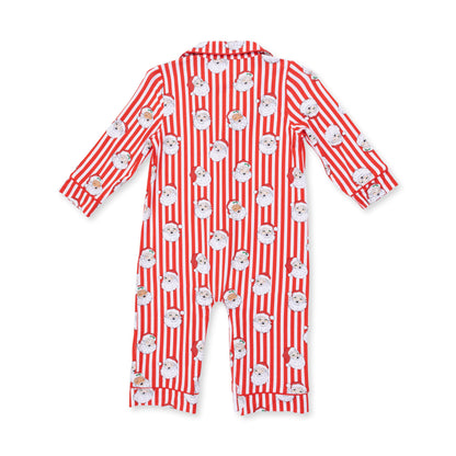 Angel Dear Vintage Santa Stripe Long Sleeve Coat Style Romper