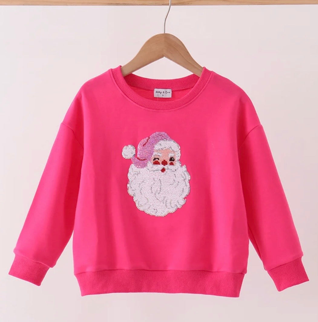 Hot Pink Santa Sequin Pullover