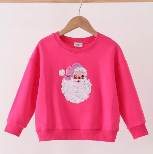 Hot Pink Santa Sequin Pullover