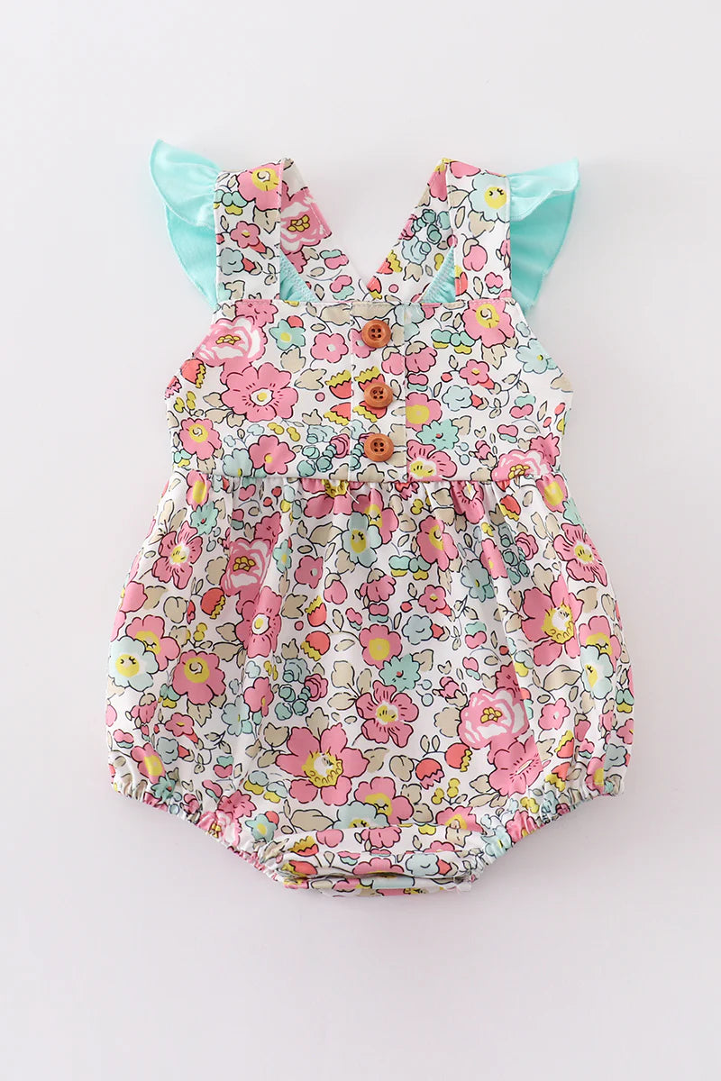 Pink/Mint Floral Button Bubble