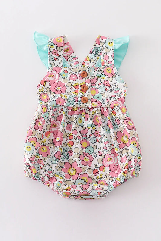 Pink/Mint Floral Button Bubble