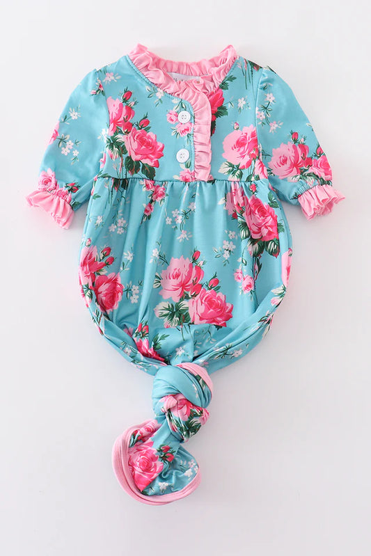 Mint Floral Baby Gown