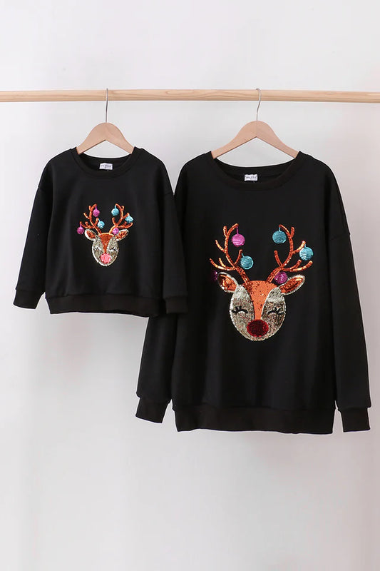 Mommy & Me Reindeer Sleeve Pullover