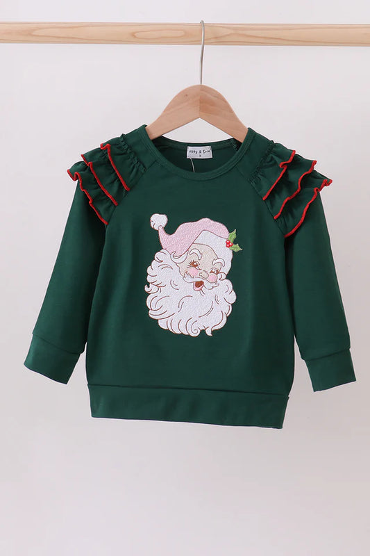 Forest Green Santa Ruffle Pullover
