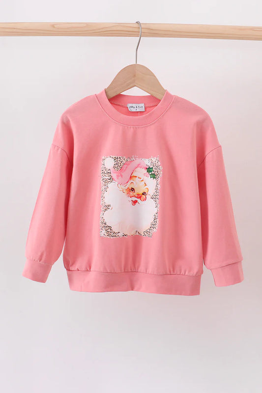 Pink Santa Claus Leopard Pullover