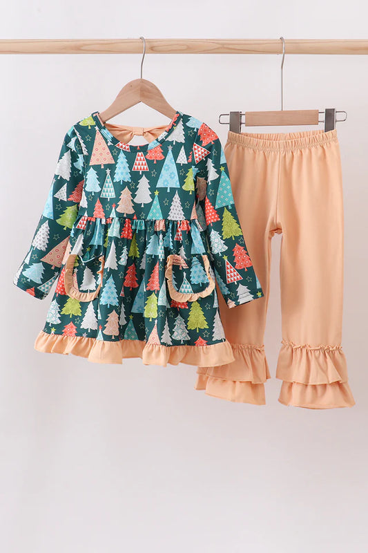 Christmas Tree Ruffle Pant Set