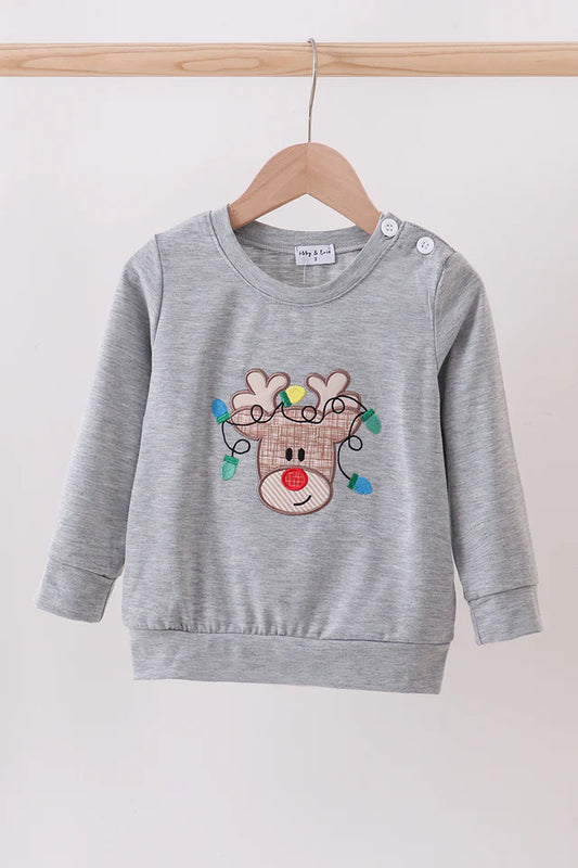 Gray Reindeer Top