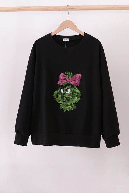 Black Sequin Mean One Mommy & Me Pullover