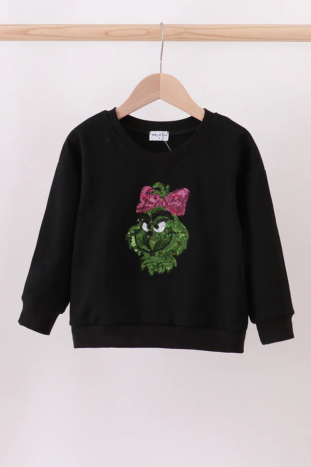 Black Sequin Mean One Mommy & Me Pullover