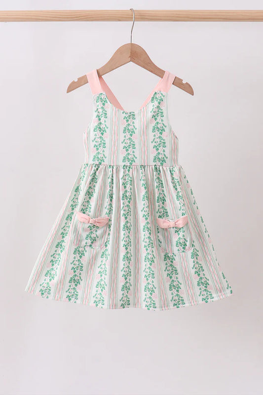 Mommy & Me Green Stripe Floral Dress