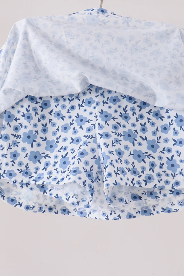 Blue Floral Skort Set