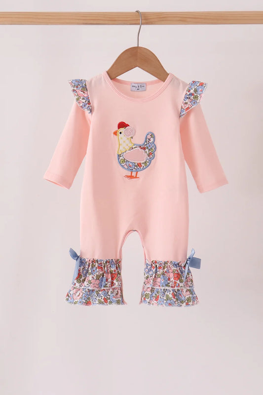 Pink Chicken Ruffle Romper