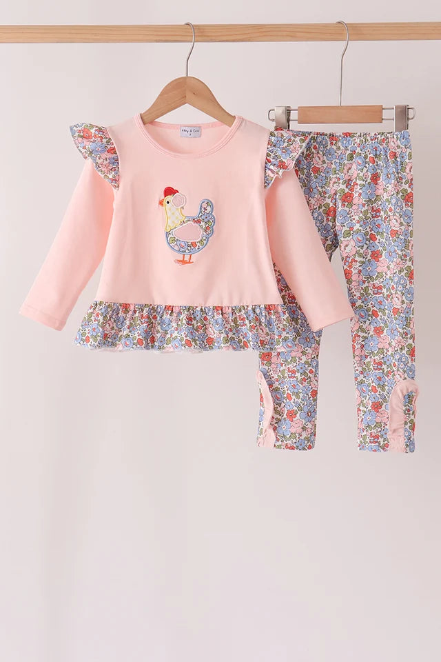 Pink Chicken Ruffle Legging Set