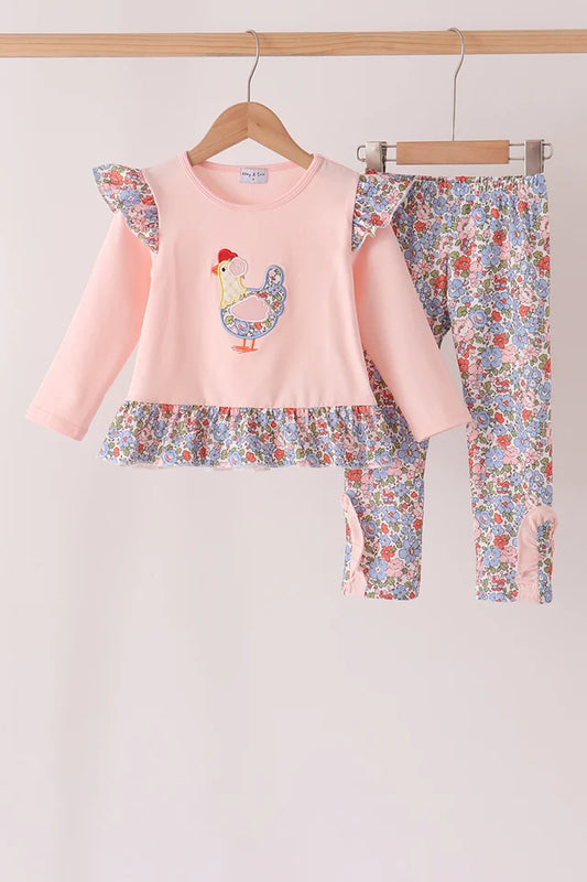 Pink Chicken Ruffle Legging Set