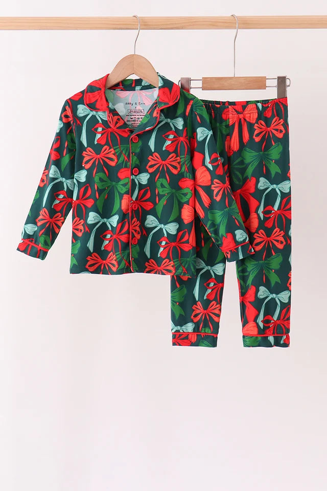 Christmas Bow Bamboo Mom & Me Pajama Set