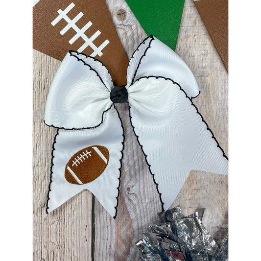 Embroidered Football Ribbon Bow