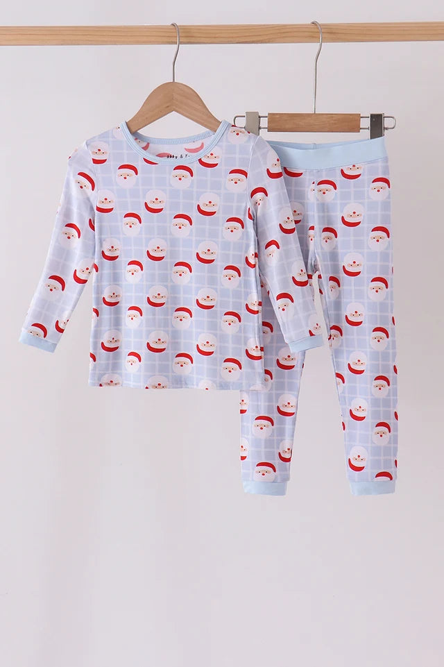 Blue Santa Bamboo Pajama Set