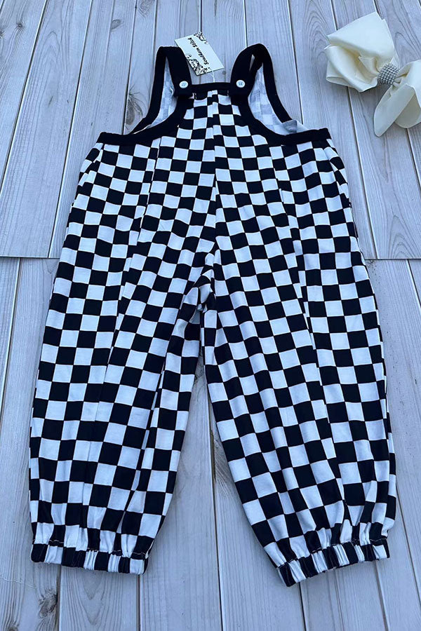 Checkered Loose Overalls