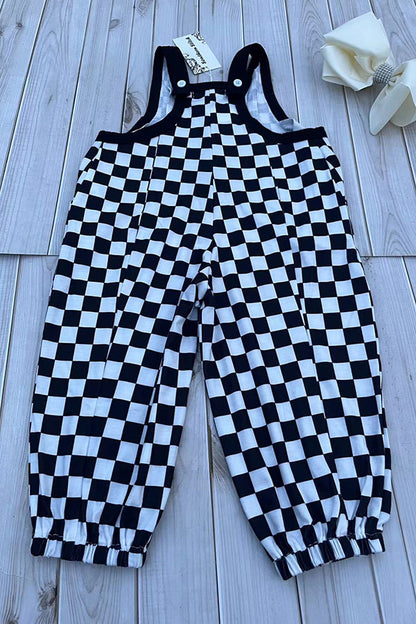 Checkered Loose Overalls