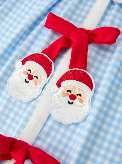 Santa Bow Plaid Girls Dress