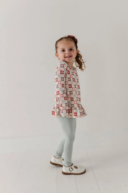 Baby Sprouts Wavy Daisy Checkered Peplum Set