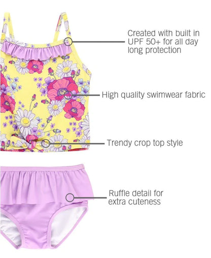 RuffleButts Daisy Delight Ruffle Tie Tankini