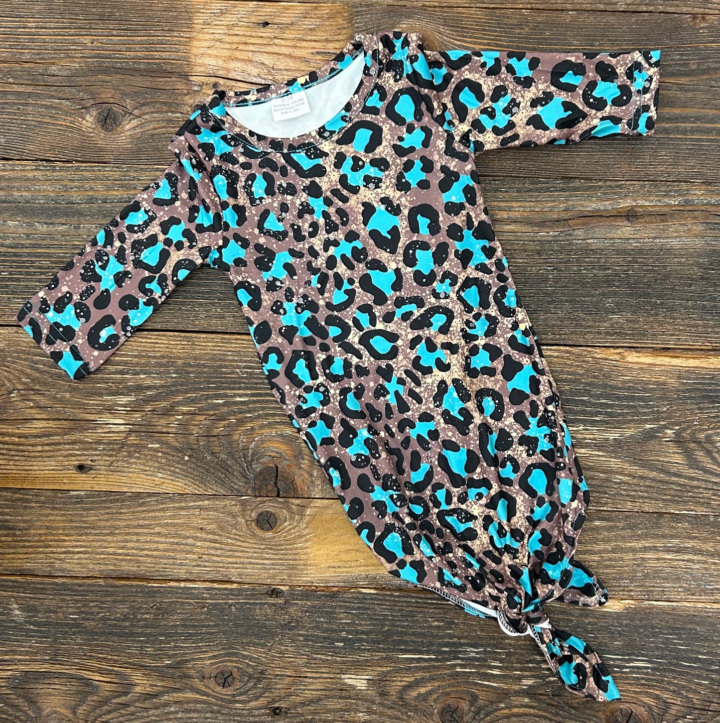 Teal Leopard Tie Gown