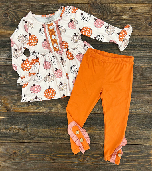 Pattern Pumpkin Orange Pant Set