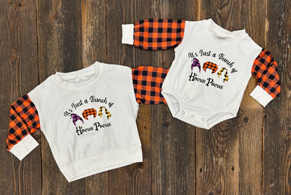 Orange and Black Plaid Pocus Bubble/Tee