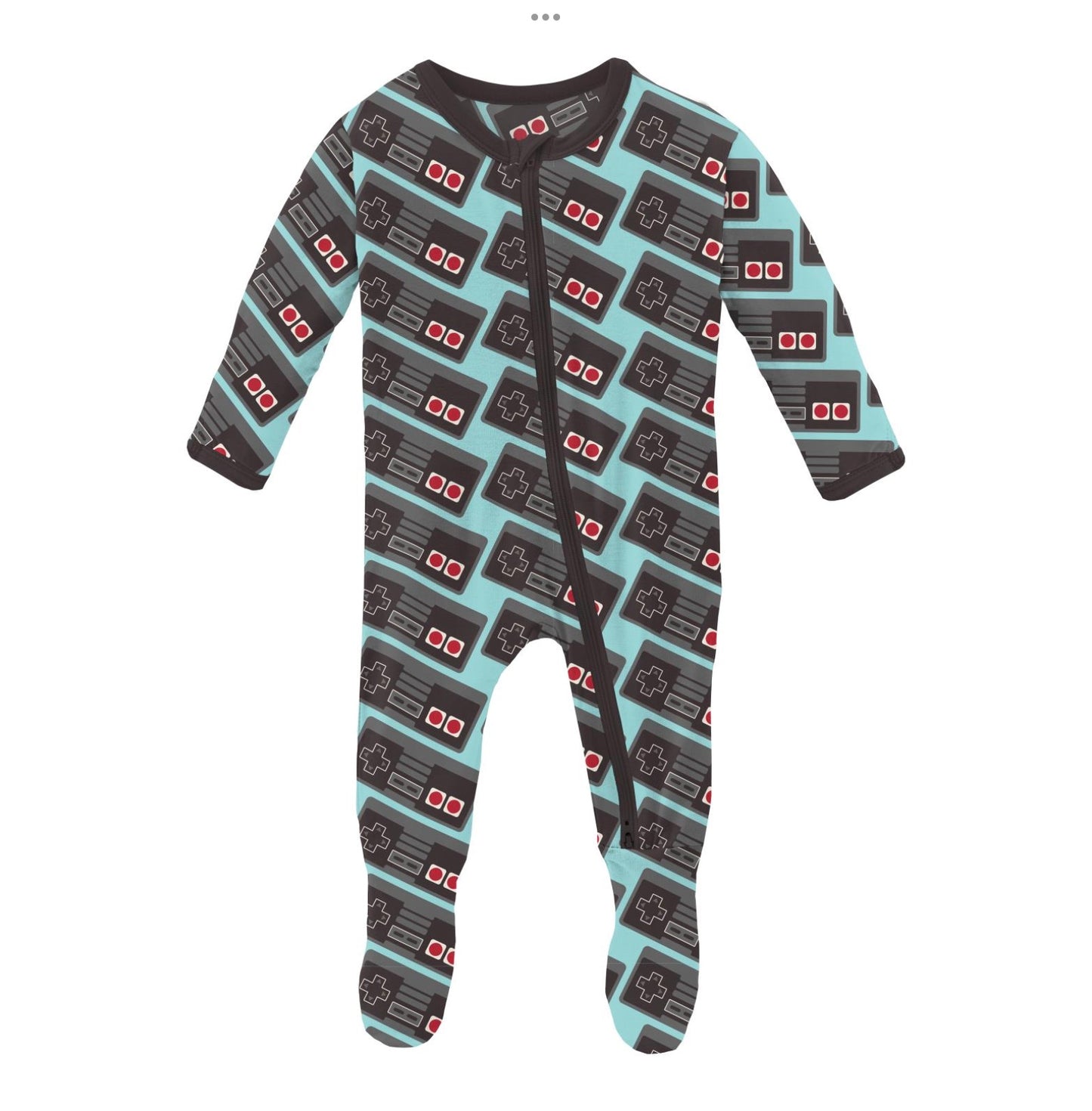 Kickee Pants Summer Sky Retro Game Controller Footie with 2 Way Zipper