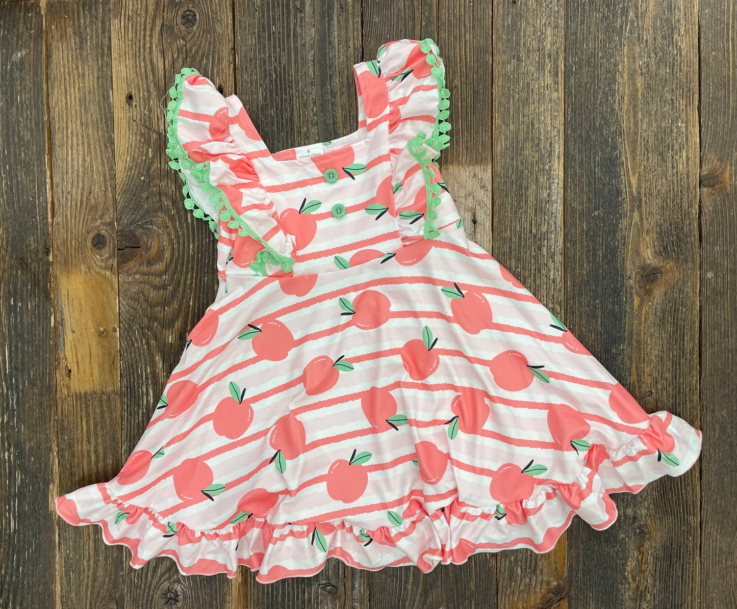 Striped Apple Ruffle Dress
