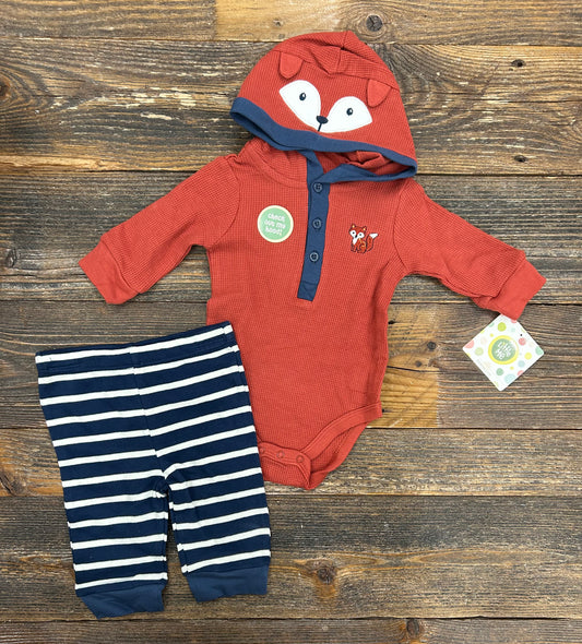 Little Me Fox Hooded Bodysuit Set