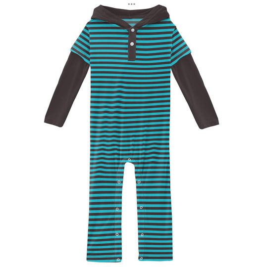 Kickee Pants Rad Stripe Long Sleeve Hoodie Romper