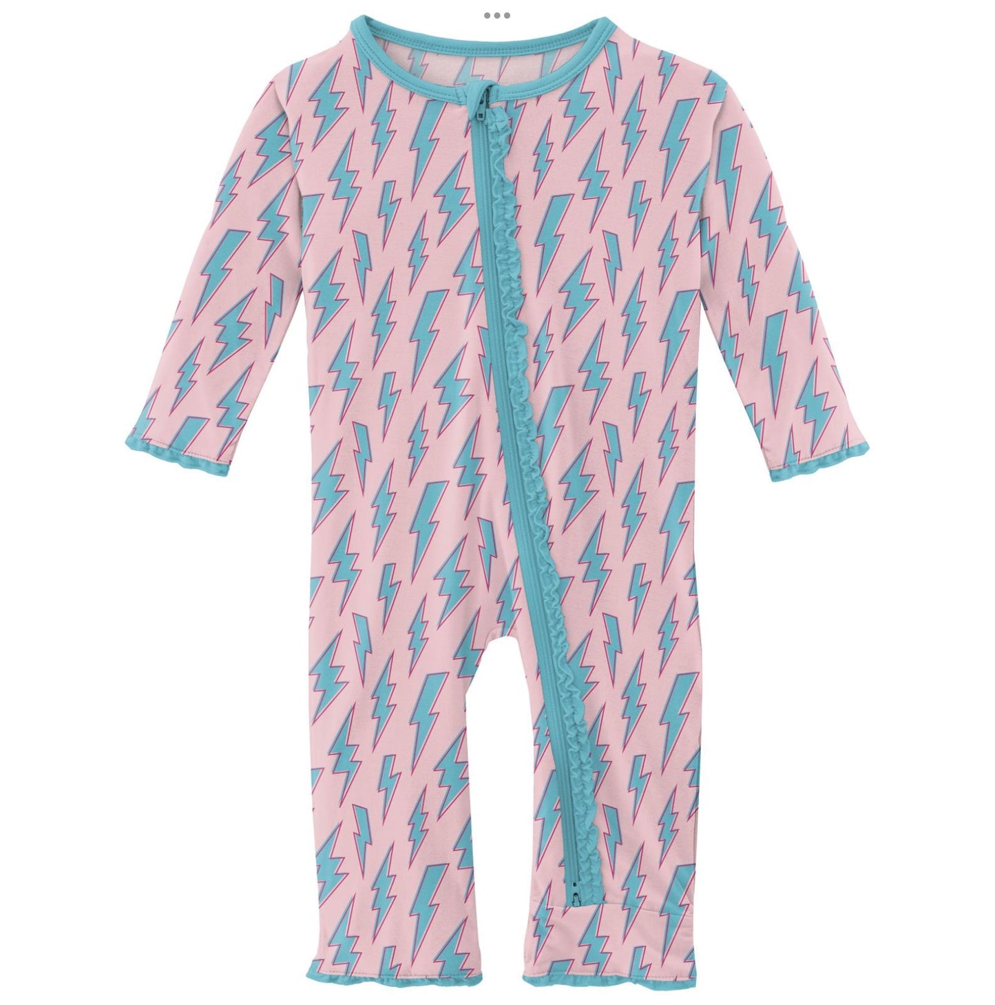 Kickee Pants Lotus Lightning Muffin Ruffle Coverall with 2 Way Zipper