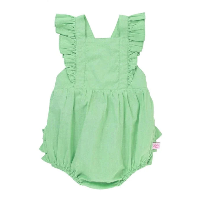 RuffleButts Dusty Jade Cross Back Romper