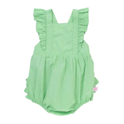 RuffleButts Dusty Jade Cross Back Romper