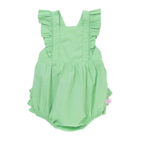 RuffleButts Dusty Jade Cross Back Romper