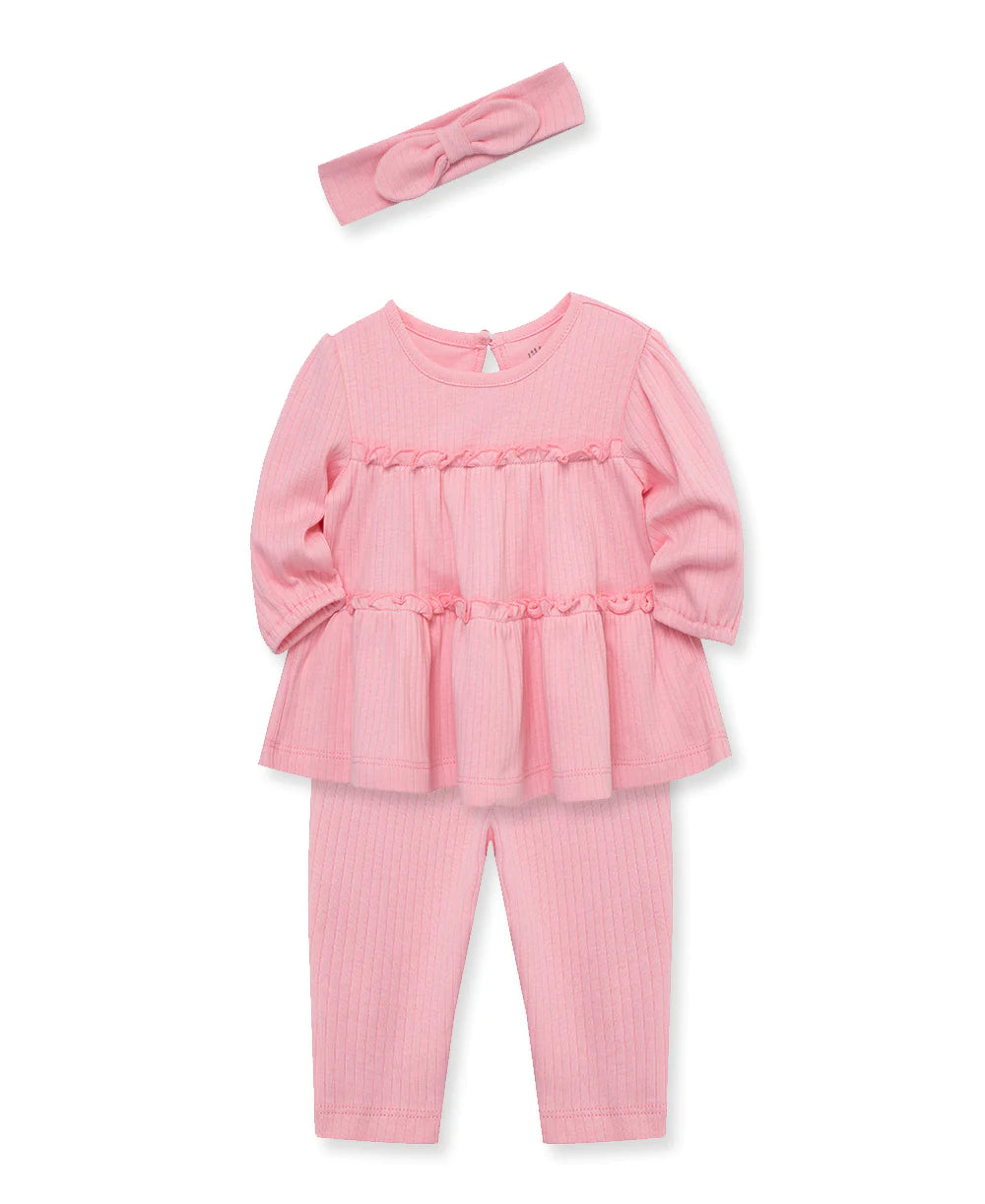 Little Me Peony Rib Knit Tunic Set