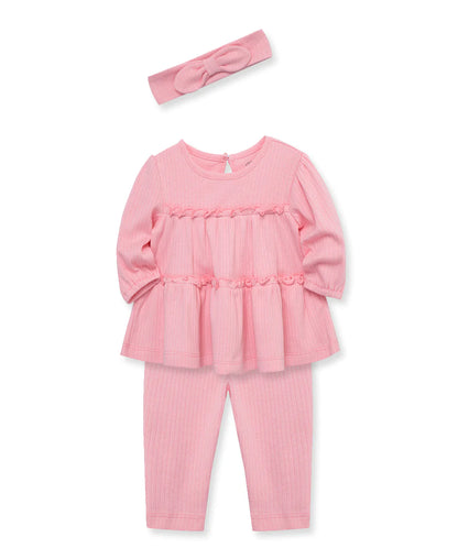 Little Me Peony Rib Knit Tunic Set