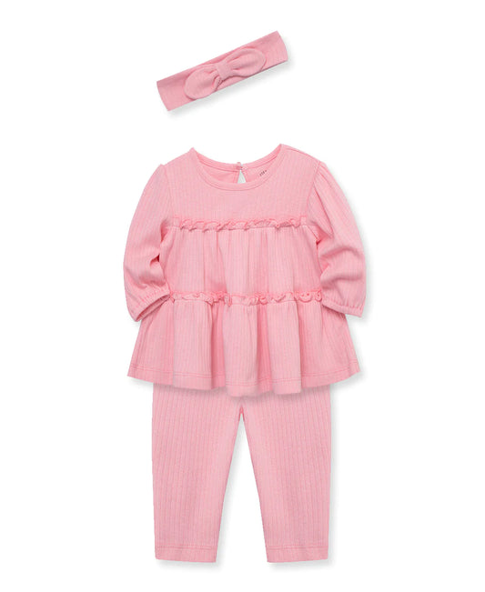 Little Me Peony Rib Knit Tunic Set