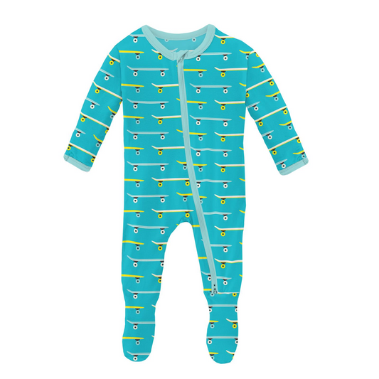 Kickee Pants Neptune Skateboard Footie with 2 Way Zipper