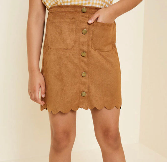 Hayden Scallop Hem Faux Suede Skirt