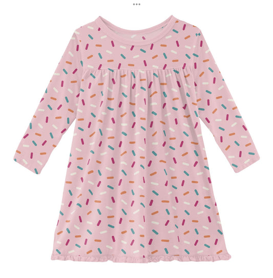 Kickee Pants Lotus Sprinkles Classic Long Sleeve Swing Dress