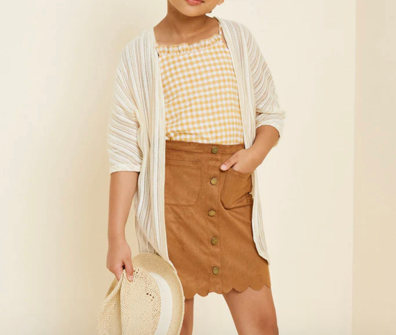 Hayden Scallop Hem Faux Suede Skirt