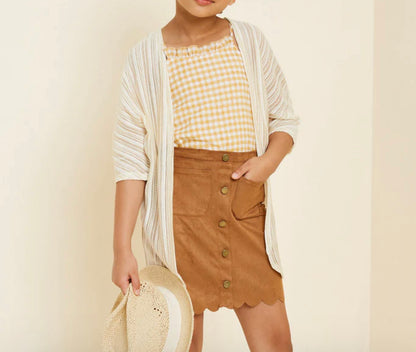 Hayden Scallop Hem Faux Suede Skirt