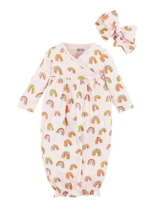 Mudpie Bamboo Rainbow Gown & Headband