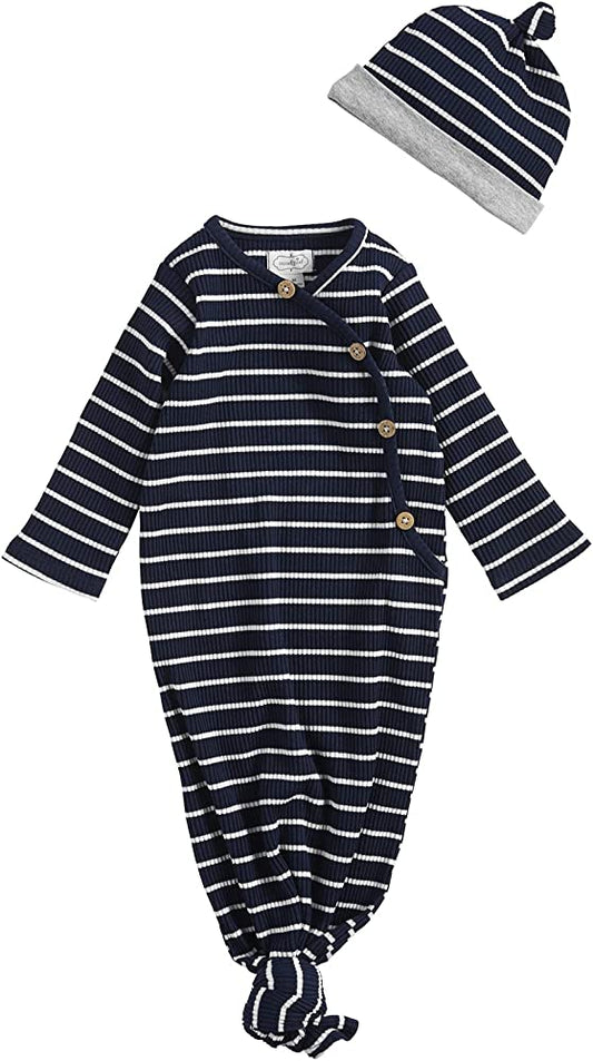 Mudpie Navy Stripe Gown & Hat